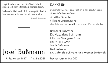 Traueranzeige von Josef Bußmann von Die Glocke