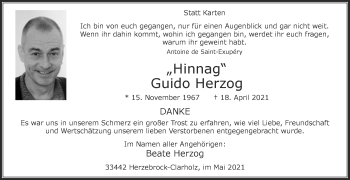 Traueranzeige von Guido Herzog von Die Glocke