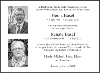 Traueranzeige von Renate Basel von Die Glocke