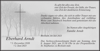 Traueranzeige von Eberhard Arndt von Die Glocke
