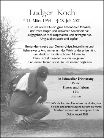 Traueranzeige von Ludger Koch von Die Glocke