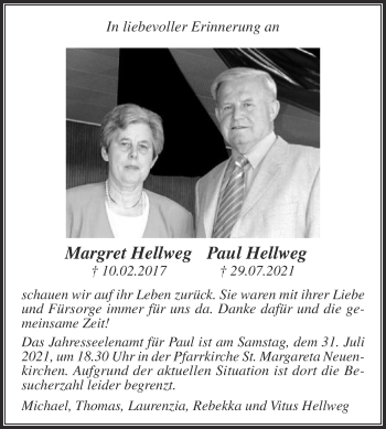 Traueranzeige von Paul Hellweg von Die Glocke