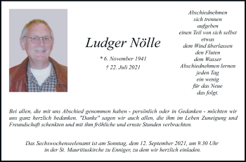 Traueranzeige von Ludger Nölle von Die Glocke