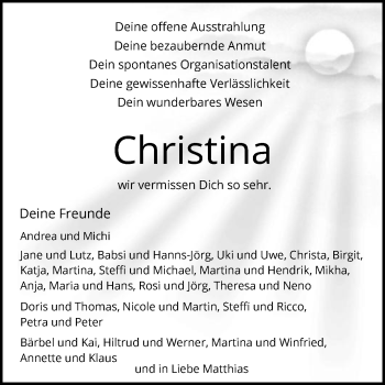 Traueranzeige von Christina  von Die Glocke