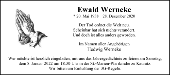 Traueranzeige von Ewald Werneke von Die Glocke