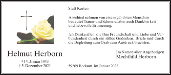 Traueranzeige von Helmut Herborn von Die Glocke