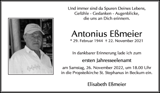 Traueranzeige von Antonius Eßmeier von Die Glocke