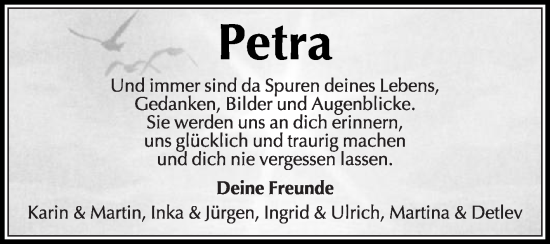 Traueranzeige von Petra  von Die Glocke