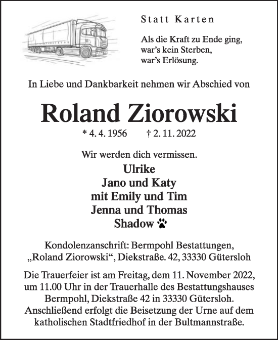 Traueranzeige von Roland Ziorowski von Die Glocke