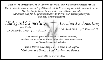 Traueranzeige von Hildegard Schmerling von Die Glocke