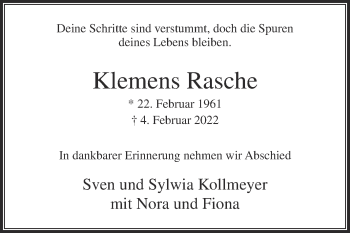 Traueranzeige von Klemens Rasche von Die Glocke