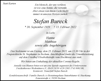 Traueranzeige von Stefan Bureck von Die Glocke