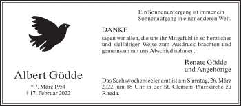 Traueranzeige von Albert Gödde von Die Glocke
