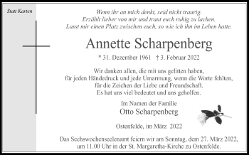 Traueranzeige von Annette Scharpenberg von Die Glocke