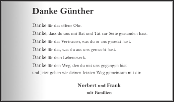 Traueranzeige von Günther  von Die Glocke