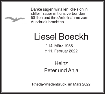 Traueranzeige von Liesel Boeckh von Die Glocke