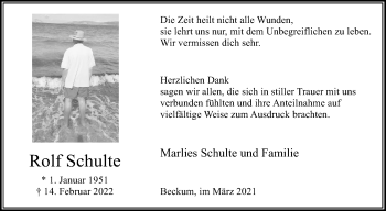 Traueranzeige von Rolf Schulte von Die Glocke