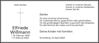 Traueranzeige von Elfriede Wißmann von Die Glocke