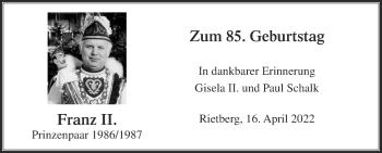 Traueranzeige von Franz II  von Die Glocke