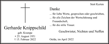Traueranzeige von Gerharde Knippschild von Die Glocke