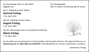 Traueranzeige von Maria Freitag von Die Glocke