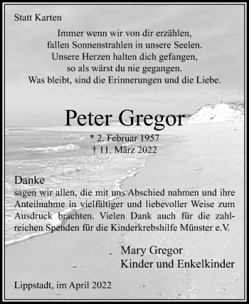 Traueranzeige von Peter Gregor von Die Glocke