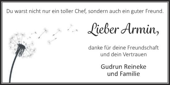 Traueranzeige von Armin  von Die Glocke