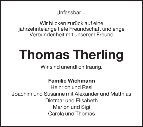 Traueranzeige von Thomas Therling von Die Glocke