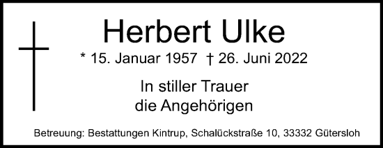 Traueranzeige von Herbert Ulke von Die Glocke