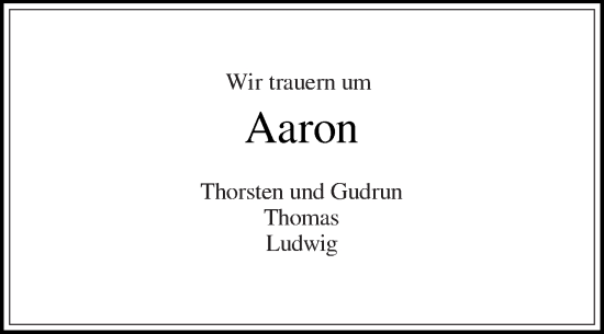 Traueranzeige von Aaron  von Die Glocke