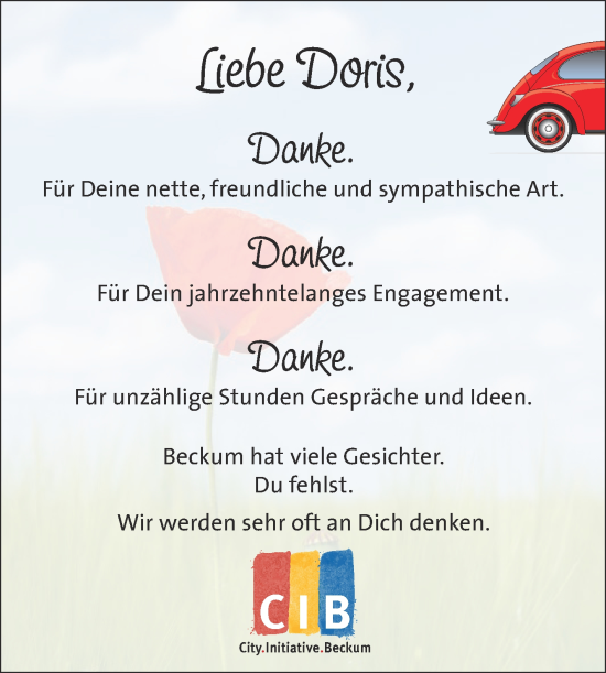 Traueranzeige von Doris  von Die Glocke