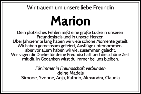 Traueranzeige von Marion  von Die Glocke