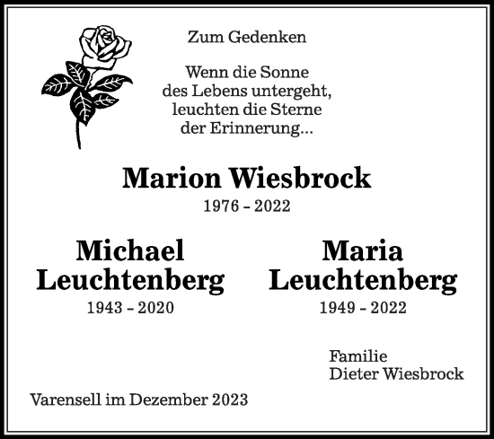 Traueranzeige von Michael Leuchtenberg von Die Glocke