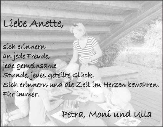 Traueranzeige von Anette  von Die Glocke