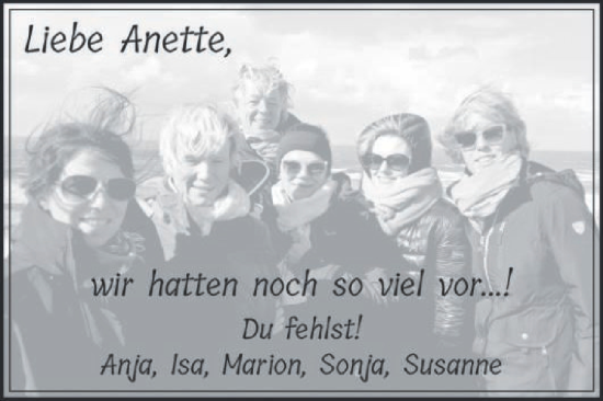 Traueranzeige von Anette  von Die Glocke