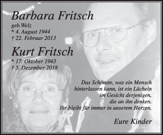 Traueranzeige von Barbara Fritsch von Die Glocke