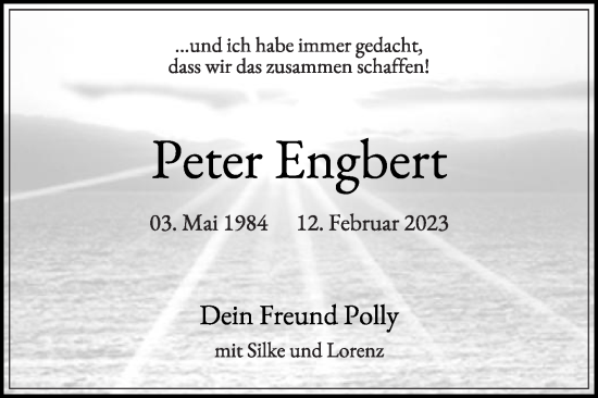 Traueranzeige von Peter Engbert von Die Glocke