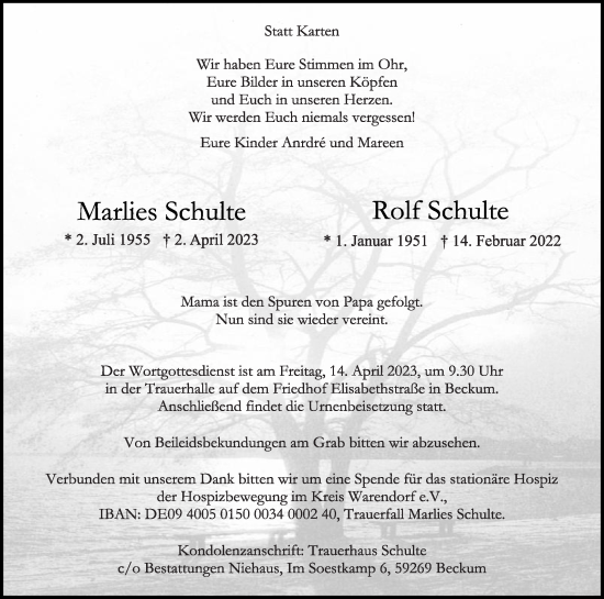 Traueranzeige von Rolf Schulte von Die Glocke