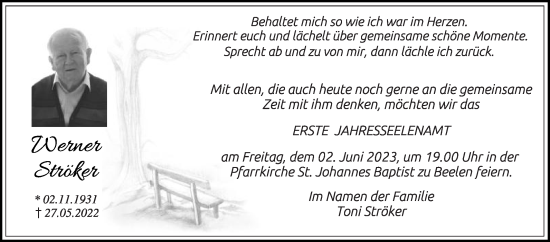 Traueranzeige von Werner Ströker von Die Glocke