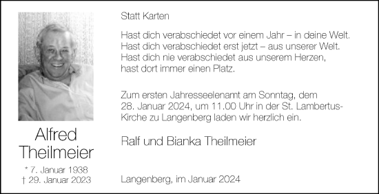 Traueranzeige von Alfred Thelmeier von Die Glocke