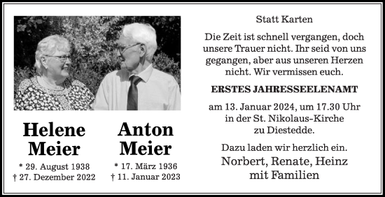 Traueranzeige von Anton Meier von Die Glocke