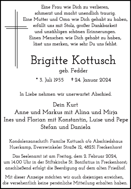 Traueranzeige von Brigitte Kottusch von Die Glocke