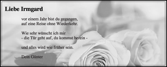 Traueranzeige von Irmgard  von Die Glocke