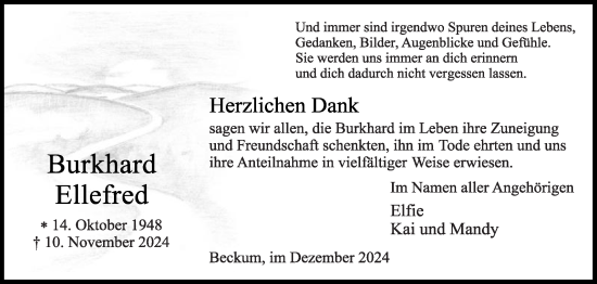 Traueranzeige von Burkhard Ellefred von Die Glocke