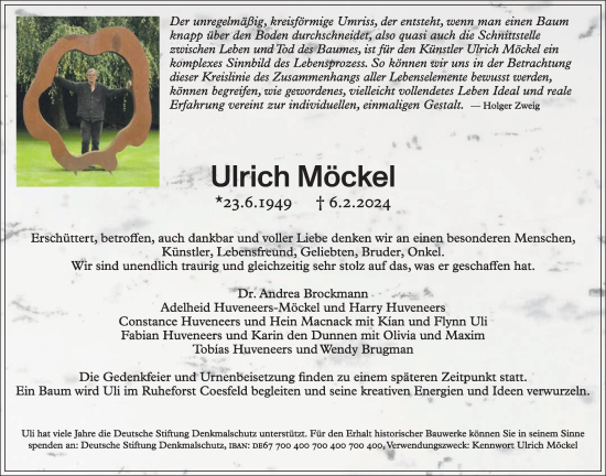 Traueranzeige von Ulrich Möckel von Die Glocke