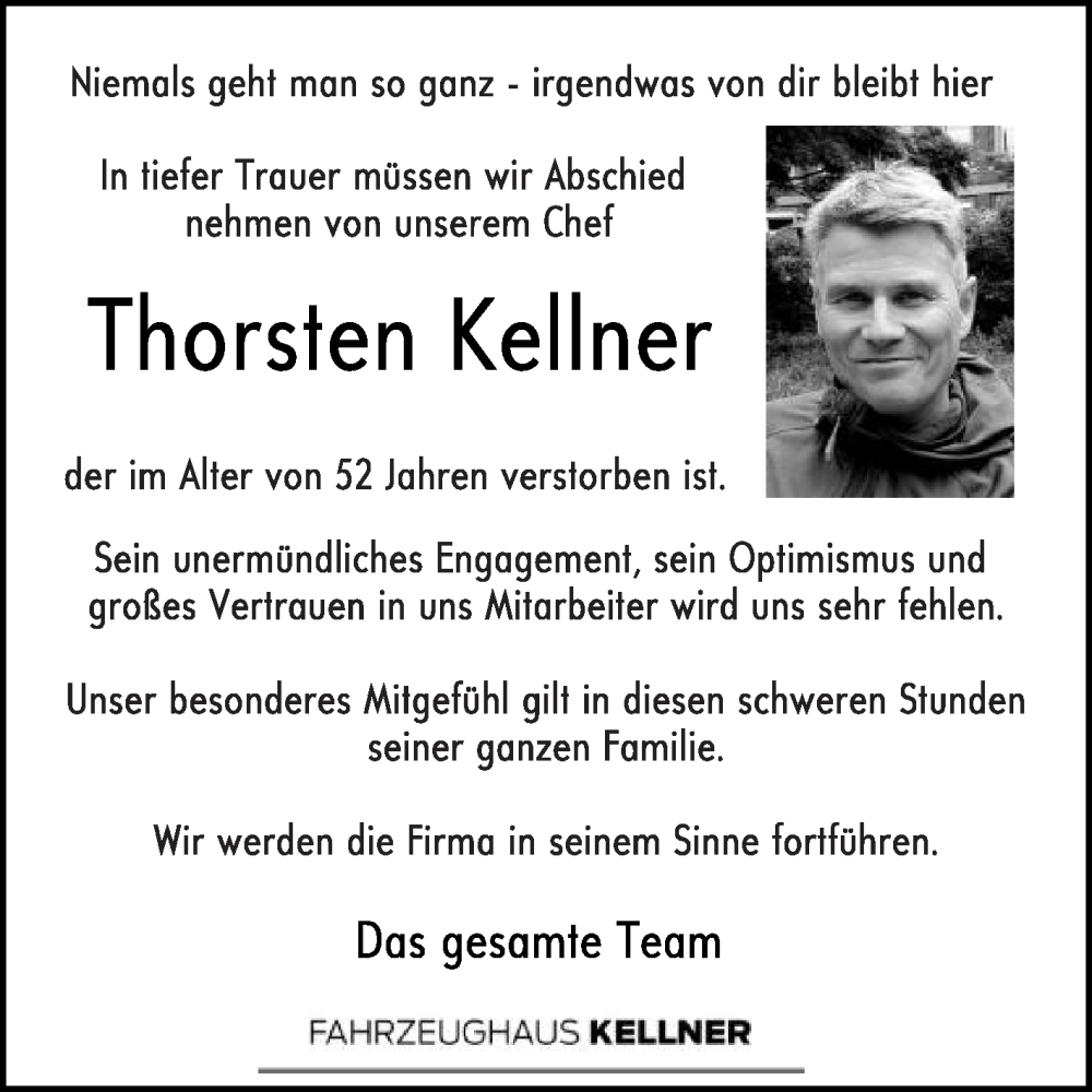  Traueranzeige für Thorsten Kellner vom 27.04.2024 aus Die Glocke