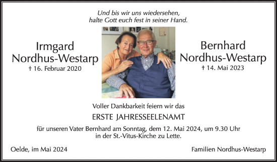 Traueranzeige von Irmgard Nordhus-Westarp von Die Glocke