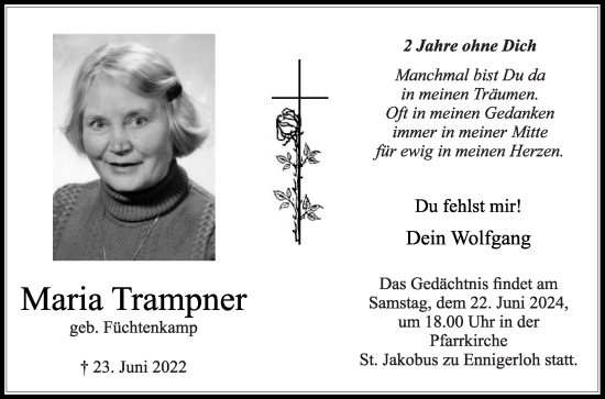 Traueranzeige von Maria Trampner von Die Glocke