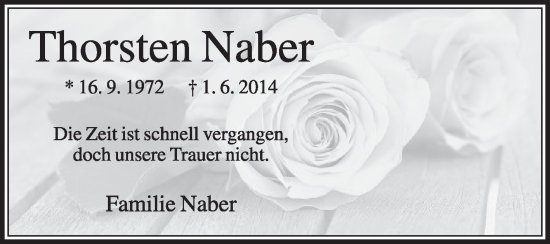 Traueranzeige von Thorsten Naber von Die Glocke