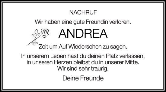 Traueranzeige von Andrea  von Die Glocke